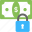 cash lock, money protection, money with padlock, payment security, secure money 