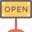 info, open, open sign, open signboard, we are open 