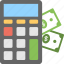 calculating, calculator with money, counting money, financial accounting, financing