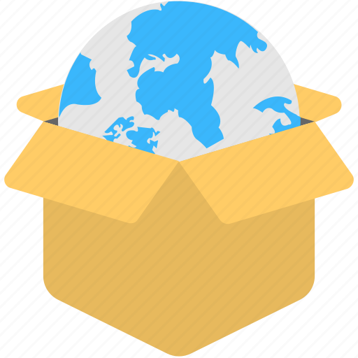Earth in cardboard box, global logistic, globe and box, globe inside box, planet in box icon - Download on Iconfinder