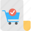 approved basket, checkout, online shopping element, shopping cart check mark, web shopping element 