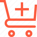 add, cart, create, increase, new, sale, shopping, trolley 