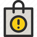 error, attention, bag, package, shopping, sign, warning 