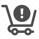 cart, exclamation, shopping, shopping cart, warning