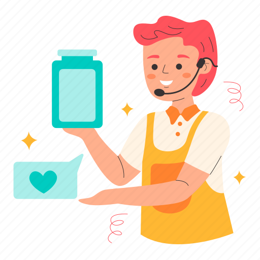 Sales agent, sales, food, product, promotion, shopping, grocery illustration - Download on Iconfinder