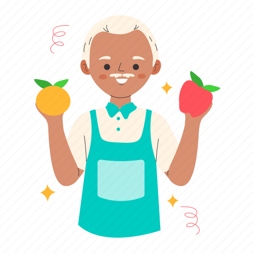 Shopkeeper, storekeeper, retailer, fruit, shopping, grocery, people activity illustration - Download on Iconfinder