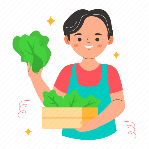 Vegetable seller, vegetable, gardener, farmer, fresh, shopping, grocery illustration - Download on Iconfinder