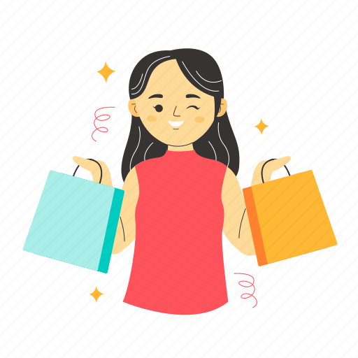 Woman shopping, buy, shopping bag, shop bag, marketing, promotion, shopping illustration - Download on Iconfinder