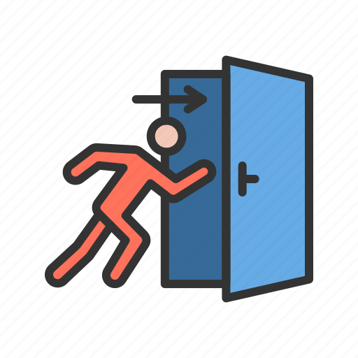 Fire exit, evacuation, leave, emergency, escape, door, fire icon - Download on Iconfinder