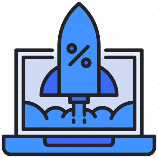 Discount, laptop, launch, rocket, startup icon - Download on Iconfinder
