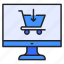 buy, cart, ecommerce, monitor, online, shopping 