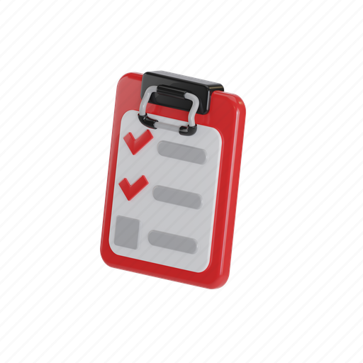 Wish, list, check, checklist, accept, ok, document 3D illustration - Download on Iconfinder