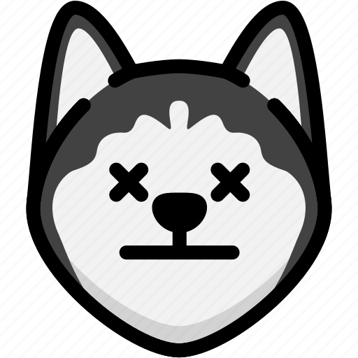 Dead, emoji, emotion, expression, face, feeling, siberian husky icon - Download on Iconfinder