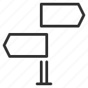arrow, point, right, road, left, signboard icon, direction