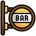 signage, circle, signboard, bar, rounded