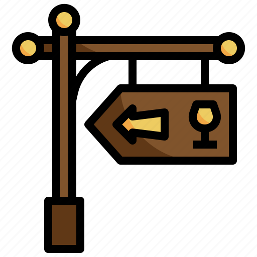Signboard, turn, left, direction, wine, bar icon - Download on Iconfinder
