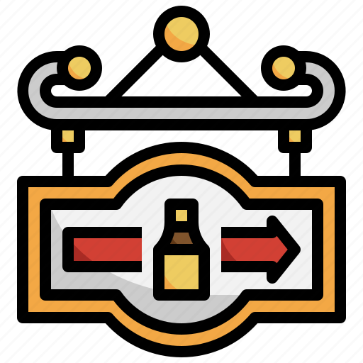 Signboard, turn, right, direction, beer, bar icon - Download on Iconfinder