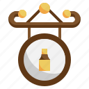 signage, circle, signboard, beer, bar