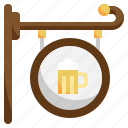 signboard, circle, signage, beer, mug, bar