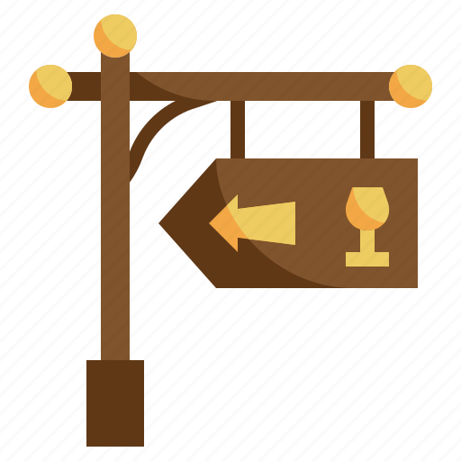 Signboard, turn, left, direction, wine, bar icon - Download on Iconfinder