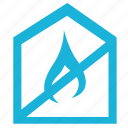 building, cancel, fire, house, sign
