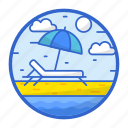 beach, chair, summer, sunny, travel, umbrella, vacation