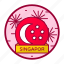 circular, country, flag, national, national flag, rounded, singapore 