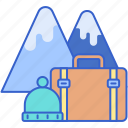 vacation, mountain, snow peak, baggage, luggage, suitcase
