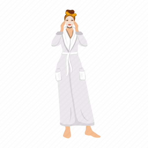 Woman, mask, bathrobe, cream, skincare illustration - Download on Iconfinder