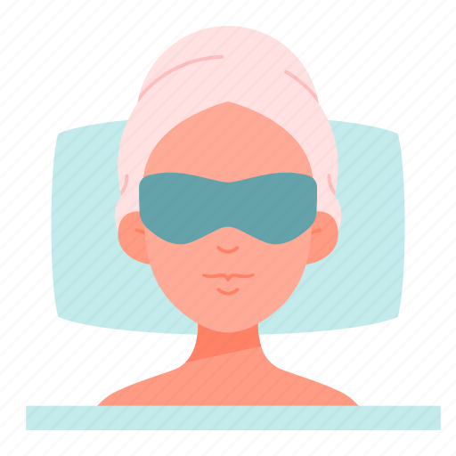 Sleeping, mask, sleeping mask, eye mask, woman, skincare, beauty icon - Download on Iconfinder