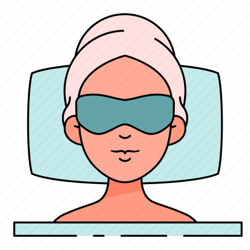 Sleeping, mask, sleeping mask, eye mask, face, woman, treatment icon - Download on Iconfinder