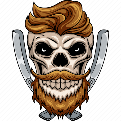 Barber, hipster, skull, retro, vintage, haircut, barbershop icon - Download on Iconfinder