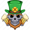 beard, hat, clover, green, patrick, skull, irish, ireland