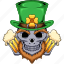 beard, hat, clover, green, patrick, skull, irish, ireland 