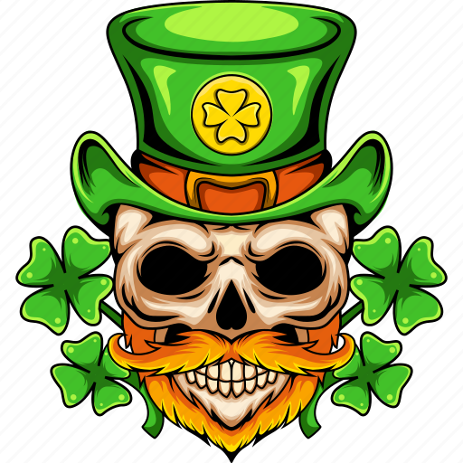 Beard, hat, clover, green, patrick, skull, irish icon - Download on Iconfinder