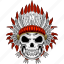 indian, skull, tribal, feather, headdress, chief, native, head 