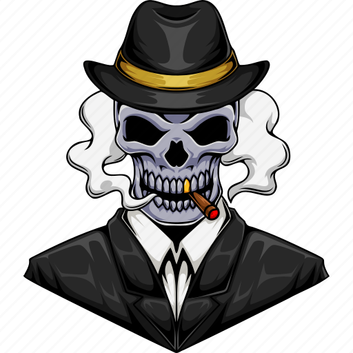 Mafia, skull, suit, gentleman, boss, gangster, smoke icon - Download on Iconfinder