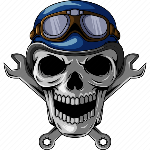 Mechanic, wrench, crossed, goggle, helmet, skull, motor icon - Download on Iconfinder