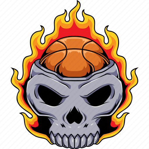 Skull, basketball, fire, flame, human, head, player icon - Download on Iconfinder