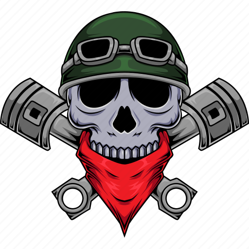 Skull, biker, retro, vintage, emblem, skeleton, illustration icon - Download on Iconfinder