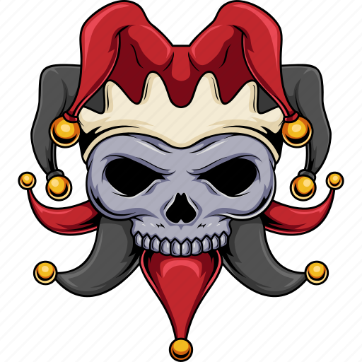Skull, jester, joker, illustration, tattoo, head, clown icon - Download on Iconfinder