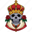 skull, king, monarch, crown, royal, rose, cloak, fur 