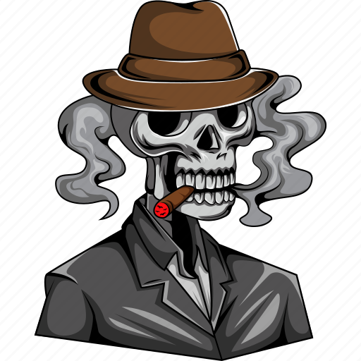 Skull, mafia, hat, illustration, gangster, black, crime icon - Download on Iconfinder