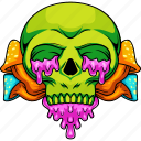 skull, mushroom, illustration, design, death, halloween, graphic, human