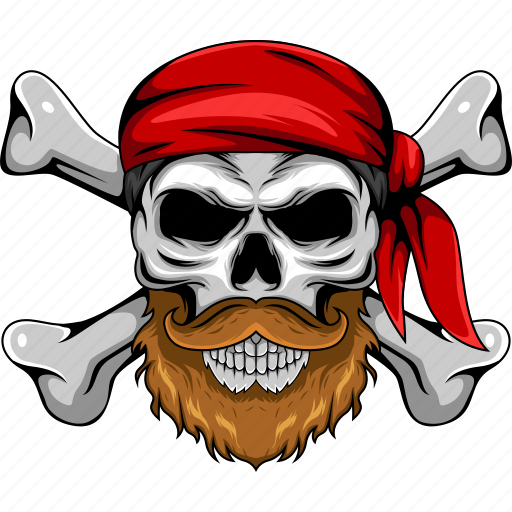 Skull, pirate, beard, headband, bandana, anchor, scar icon - Download on Iconfinder