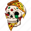 skull, pizza, chilli, cheese, pepperoni, sausage, eat, food 