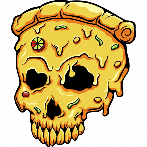 Skull, pizza, food, halloween, illustration, horror, design icon - Download on Iconfinder