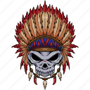 skull, tribal, american, indian, local, feather, hat, canine