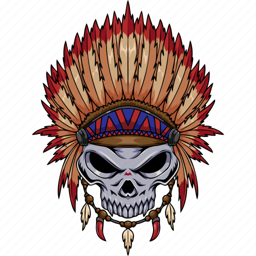 Skull, tribal, american, indian, local, feather, hat icon - Download on Iconfinder