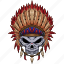 skull, tribal, american, indian, local, feather, hat, canine 